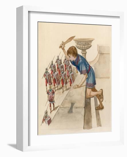 Julius Caesar as a Boy, Watching Roman Soldiers Returning from Battle-null-Framed Giclee Print