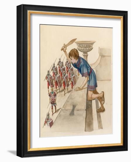 Julius Caesar as a Boy, Watching Roman Soldiers Returning from Battle-null-Framed Giclee Print