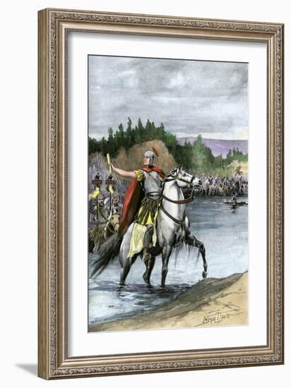 Julius Caesar Crossing the Rubicon to Begin a Civil War Against Pompey, 49 Bc-null-Framed Giclee Print