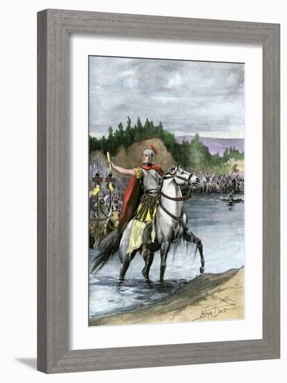 Julius Caesar Crossing the Rubicon to Begin a Civil War Against Pompey, 49 Bc-null-Framed Giclee Print