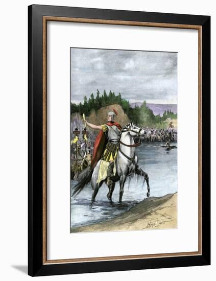 Julius Caesar Crossing the Rubicon to Begin a Civil War Against Pompey, 49 Bc-null-Framed Giclee Print