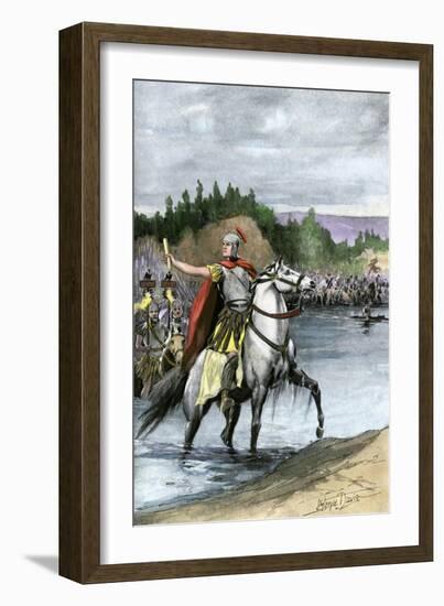 Julius Caesar Crossing the Rubicon to Begin a Civil War Against Pompey, 49 Bc-null-Framed Giclee Print