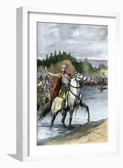 Julius Caesar Crossing the Rubicon to Begin a Civil War Against Pompey, 49 Bc-null-Framed Giclee Print