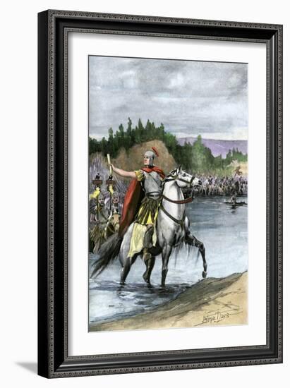 Julius Caesar Crossing the Rubicon to Begin a Civil War Against Pompey, 49 Bc-null-Framed Giclee Print