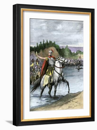 Julius Caesar Crossing the Rubicon to Begin a Civil War Against Pompey, 49 Bc-null-Framed Giclee Print