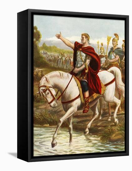 Julius Caesar Crossing the Rubicon-Tancredi Scarpelli-Framed Premier Image Canvas