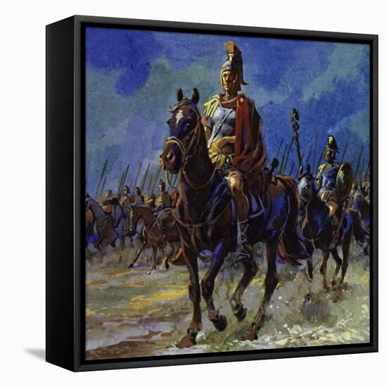 Julius Caesar Force Marched His Troops to Gaul to Put Down the Revolt-null-Framed Premier Image Canvas