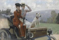 Les Dames Goldsmith au bois de Boulogne en 1897 sur une voiturette Peugeot.-Julius Leblanc Stewart-Giclee Print