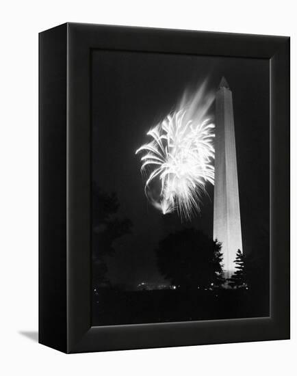 July 4, 1947: View of a Fireworks Display Behind the Washington Monument, Washington DC-William Sumits-Framed Premier Image Canvas