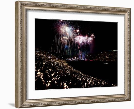 July 4, 1959: Fireworks Display at the Los Angeles Coliseum, California-Ralph Crane-Framed Photographic Print