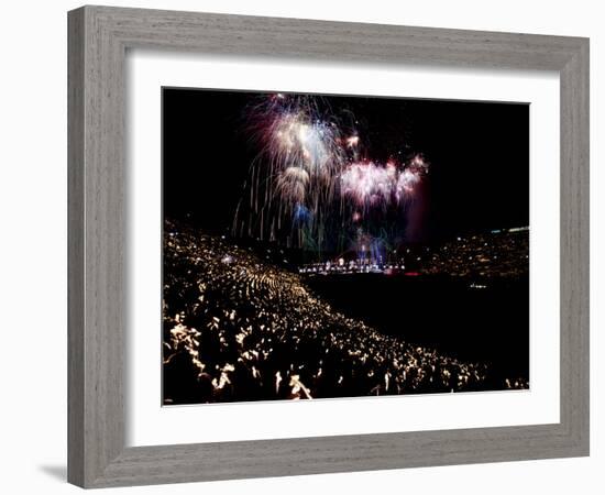 July 4, 1959: Fireworks Display at the Los Angeles Coliseum, California-Ralph Crane-Framed Photographic Print