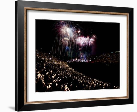 July 4, 1959: Fireworks Display at the Los Angeles Coliseum, California-Ralph Crane-Framed Photographic Print