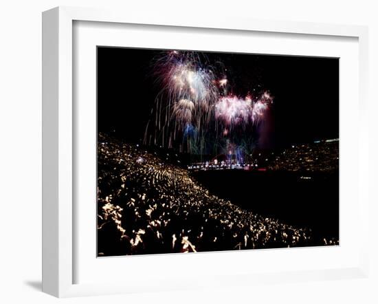 July 4, 1959: Fireworks Display at the Los Angeles Coliseum, California-Ralph Crane-Framed Photographic Print