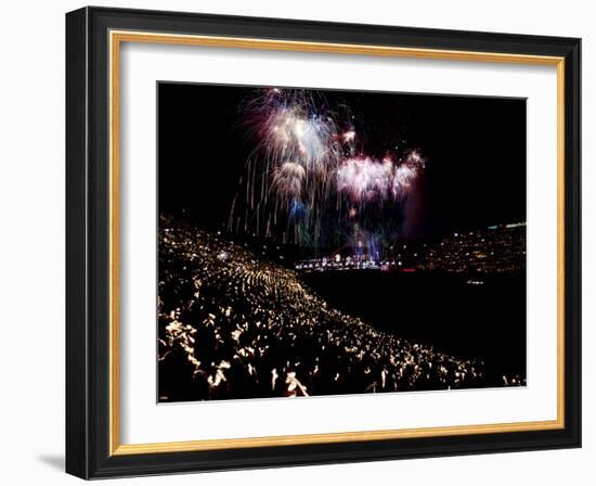 July 4, 1959: Fireworks Display at the Los Angeles Coliseum, California-Ralph Crane-Framed Photographic Print