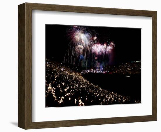 July 4, 1959: Fireworks Display at the Los Angeles Coliseum, California-Ralph Crane-Framed Photographic Print