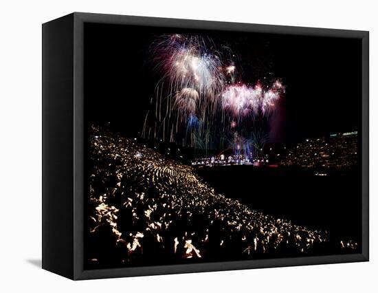 July 4, 1959: Fireworks Display at the Los Angeles Coliseum, California-Ralph Crane-Framed Premier Image Canvas