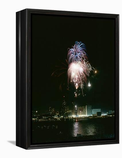 July 4, 1959: View of a Fireworks Display Above the Detroit River, Detroit, Michigan-Stan Wayman-Framed Premier Image Canvas