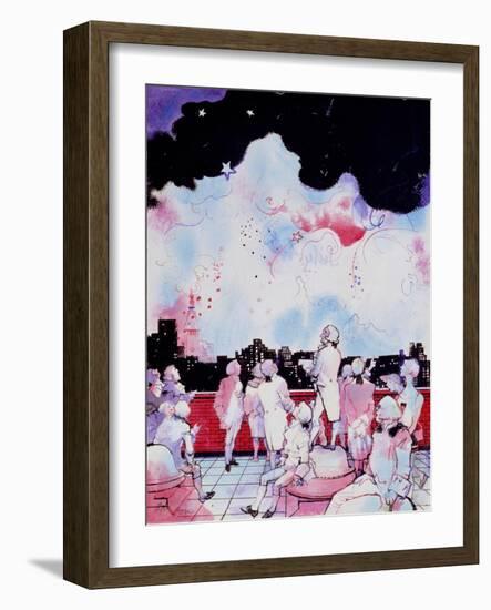 July 4Th (Macy's Fireworks) (Watered Ink & Gouache on Paper)-George Adamson-Framed Giclee Print