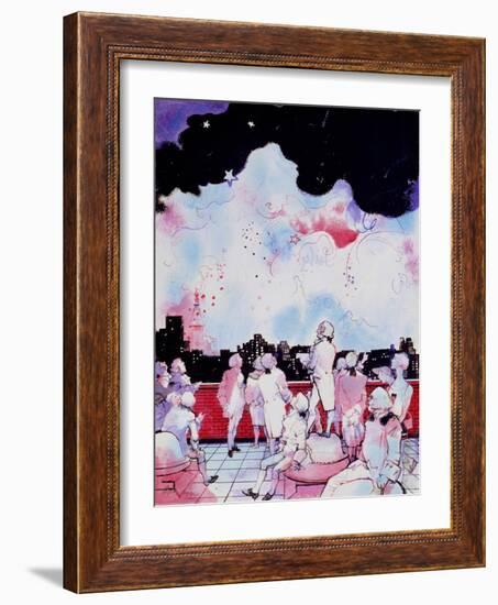 July 4Th (Macy's Fireworks) (Watered Ink & Gouache on Paper)-George Adamson-Framed Giclee Print