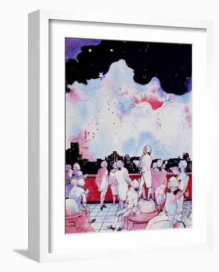 July 4Th (Macy's Fireworks) (Watered Ink & Gouache on Paper)-George Adamson-Framed Giclee Print