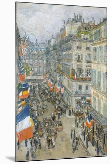 July Fourteenth, Rue Daunou, 1910-Frederick Childe Hassam-Mounted Premium Giclee Print