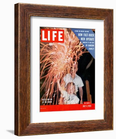 July Fourth Fireworks, July 4, 1955-Allan Grant-Framed Photographic Print