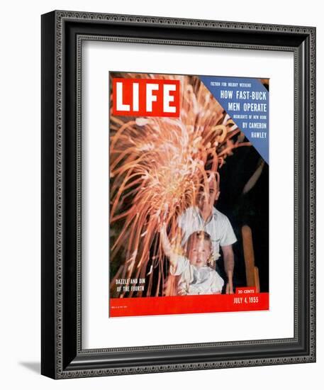 July Fourth Fireworks, July 4, 1955-Allan Grant-Framed Photographic Print