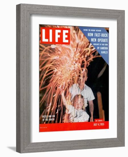 July Fourth Fireworks, July 4, 1955-Allan Grant-Framed Photographic Print