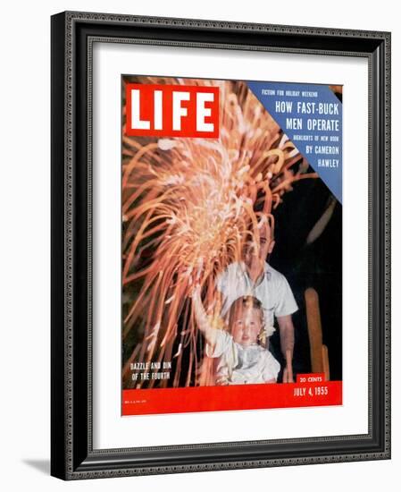 July Fourth Fireworks, July 4, 1955-Allan Grant-Framed Photographic Print