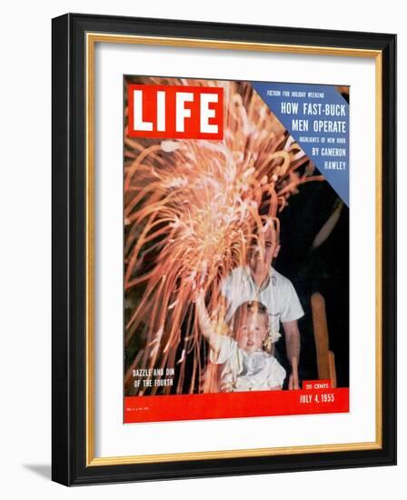 July Fourth Fireworks, July 4, 1955-Allan Grant-Framed Photographic Print