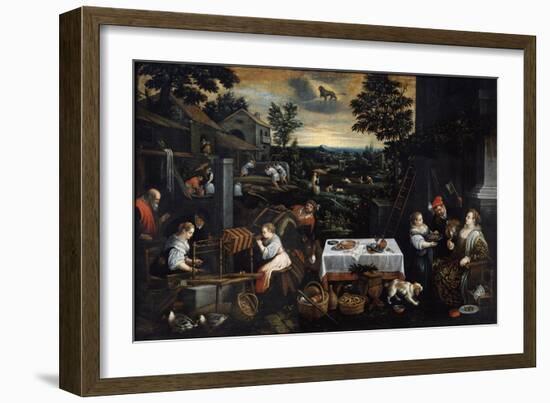 July (From the Series the Seasons), Late 16th or Early 17th Century-Leandro Bassano-Framed Giclee Print