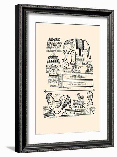 Jumbo The Circus Elephant & Feeding Rooster-Michael C. Dank-Framed Art Print