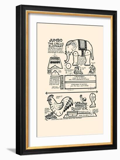 Jumbo The Circus Elephant & Feeding Rooster-Michael C. Dank-Framed Art Print