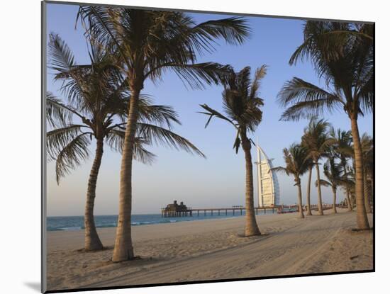 Jumeirah Beach and the Burj Al Arab Hotel, Dubai, United Arab Emirates, Middle East-Amanda Hall-Mounted Photographic Print