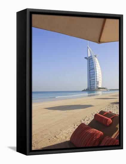 Jumeirah Beach and the Burj Al Arab Hotel, Dubai, United Arab Emirates, Middle East-Amanda Hall-Framed Premier Image Canvas