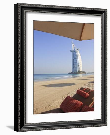 Jumeirah Beach and the Burj Al Arab Hotel, Dubai, United Arab Emirates, Middle East-Amanda Hall-Framed Photographic Print