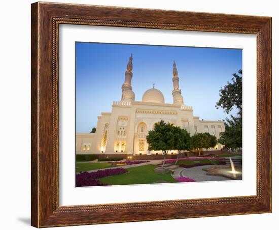 Jumeirah Mosque at Dusk, Dubai, United Arab Emirates-Neil Farrin-Framed Photographic Print