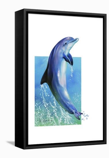 Jump Dolphin-Tim Knepp-Framed Premier Image Canvas