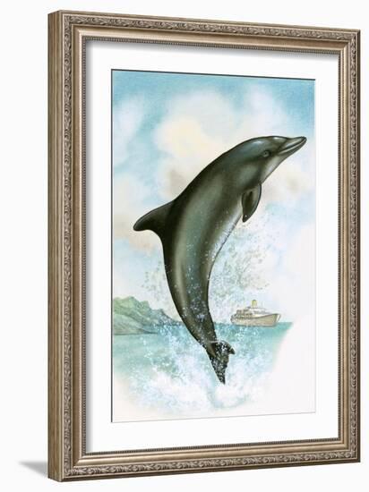 Jumping Dolphin-English School-Framed Giclee Print