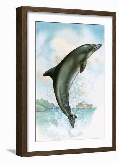 Jumping Dolphin-English School-Framed Giclee Print