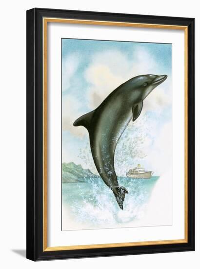 Jumping Dolphin-English School-Framed Giclee Print