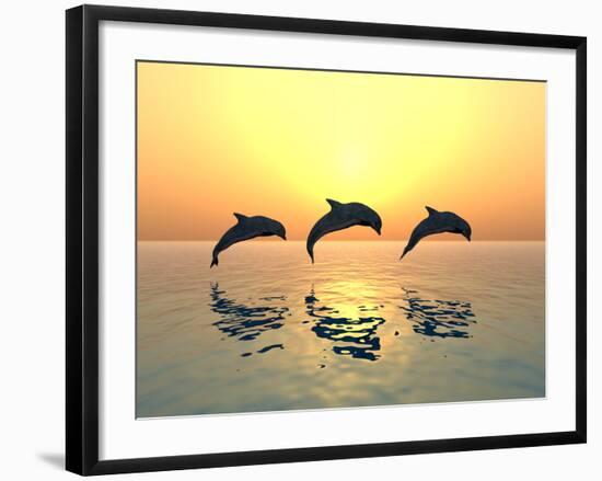Jumping Dolphins-MIRO3D-Framed Photographic Print
