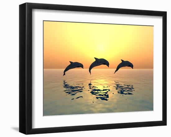 Jumping Dolphins-MIRO3D-Framed Photographic Print