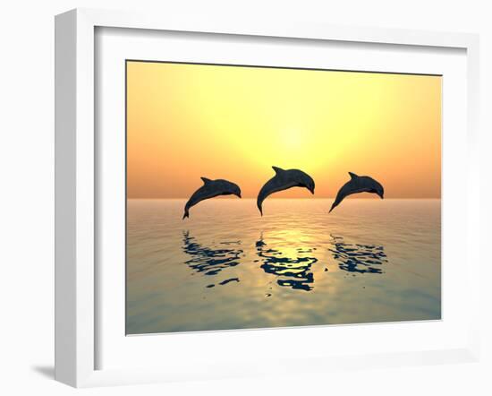 Jumping Dolphins-MIRO3D-Framed Photographic Print