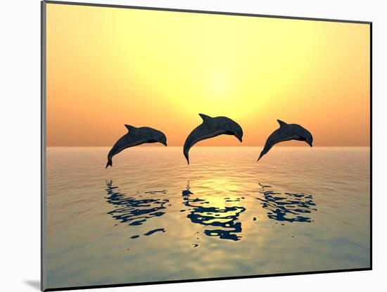 Jumping Dolphins-MIRO3D-Mounted Photographic Print
