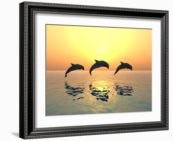 Jumping Dolphins-MIRO3D-Framed Photographic Print