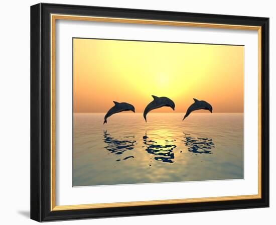 Jumping Dolphins-MIRO3D-Framed Photographic Print