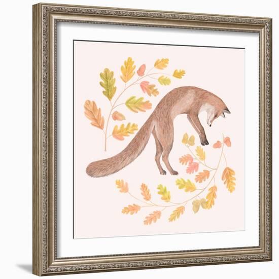 Jumping Fox, Fall Leaves-Stacy Hsu-Framed Art Print