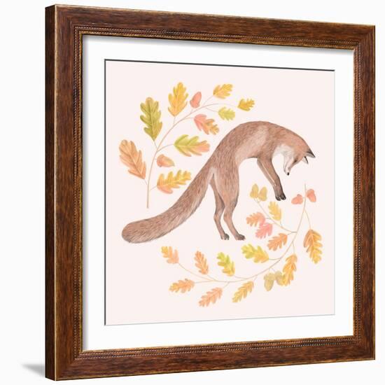 Jumping Fox, Fall Leaves-Stacy Hsu-Framed Art Print