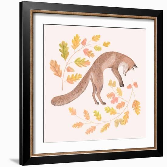 Jumping Fox, Fall Leaves-Stacy Hsu-Framed Art Print